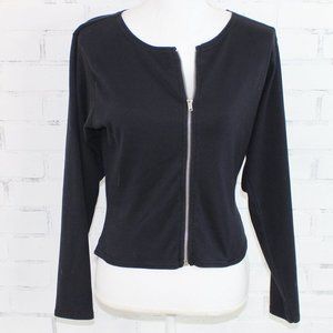 Black Zipper Long Sleeve Top